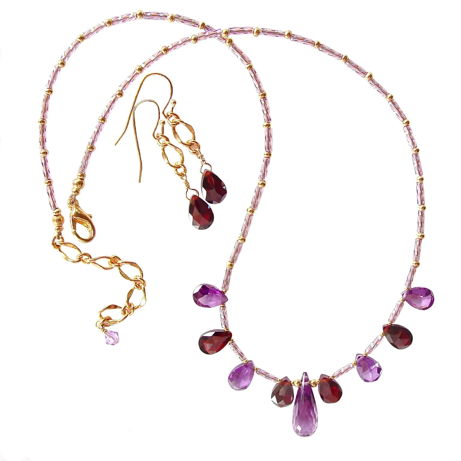 Mira: Jewel Tone Necklace with Cubic Zirconia Pendant