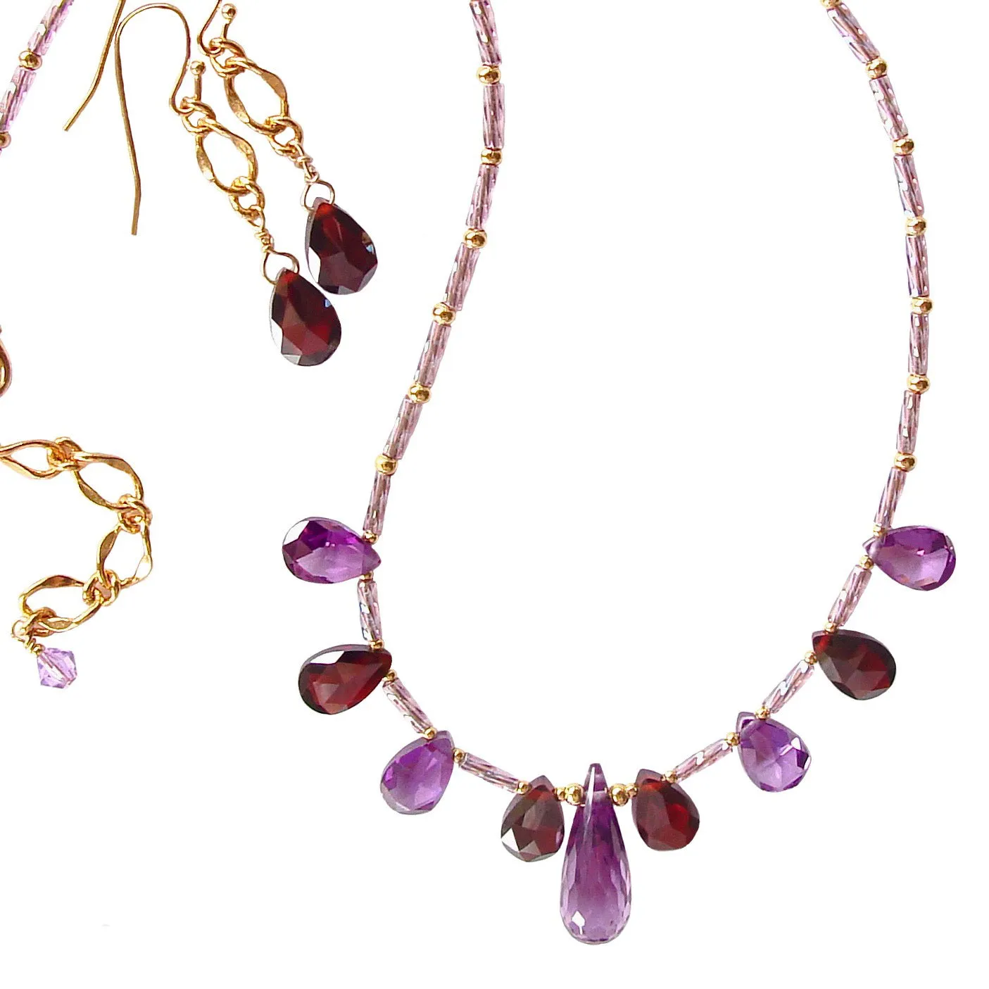 Mira: Jewel Tone Necklace with Cubic Zirconia Pendant