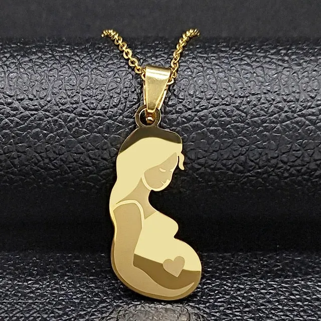 Mom Daughter Stainless Steel Chain Necklace Silver Color Necklaces Pendants Jewelry Mother's Day Christmas Gift