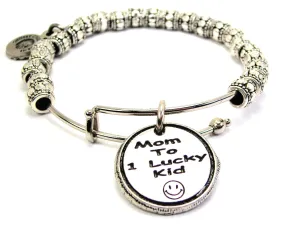 Mom To One Lucky Kid Metal Beaded Bracelet