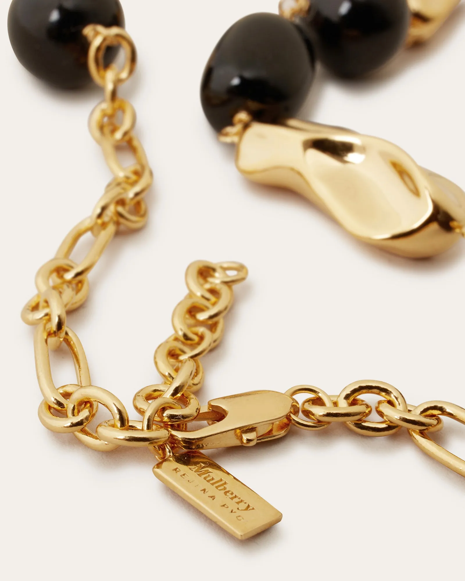 Mulberry x Rejina Pyo Textured Beaded Necklace Gold & Onyx