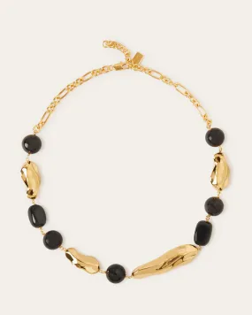 Mulberry x Rejina Pyo Textured Beaded Necklace Gold & Onyx