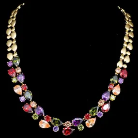 Multi-Color Gemstone Rose Gold Luxury Statement Necklace