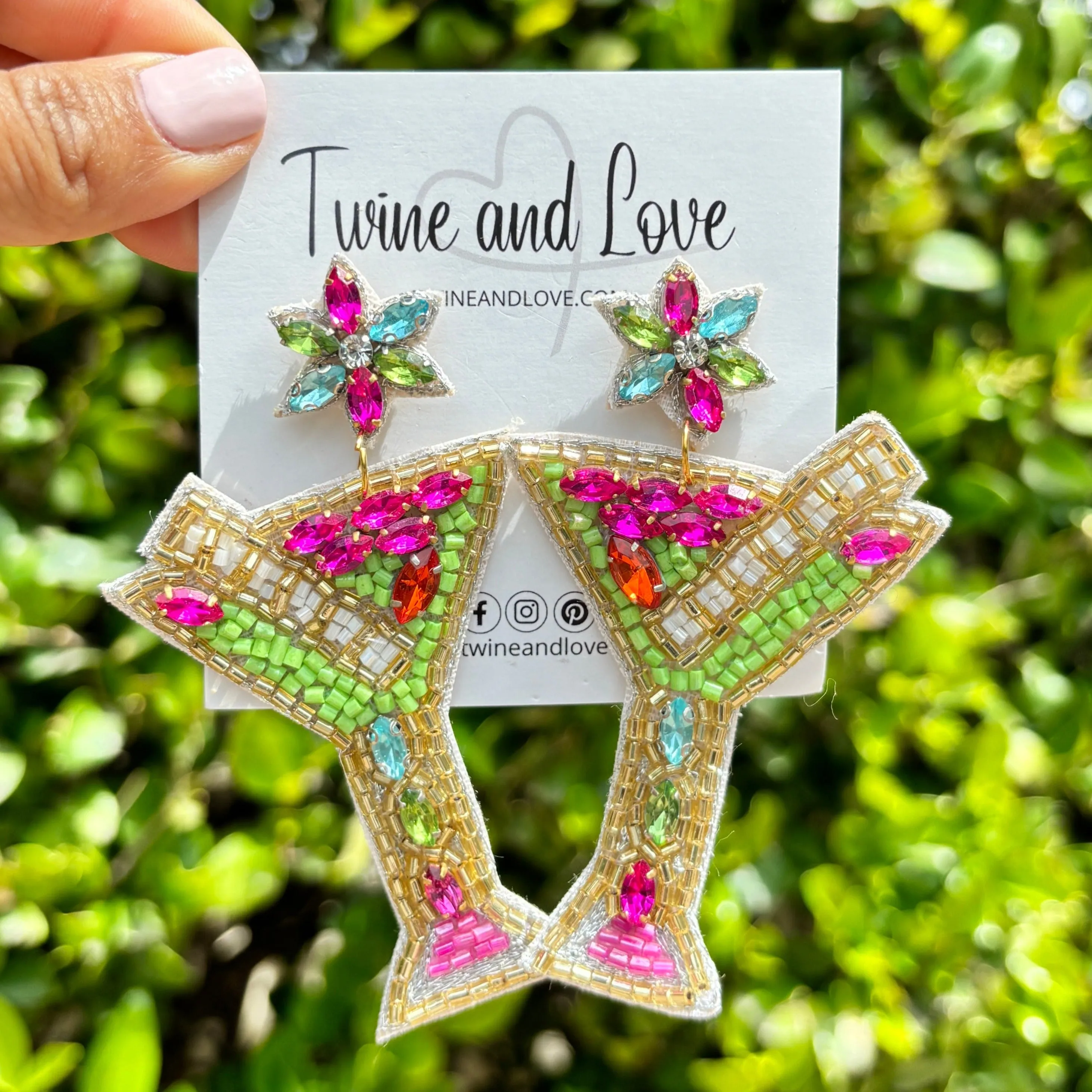 Multicolor Martini Beaded Earrings