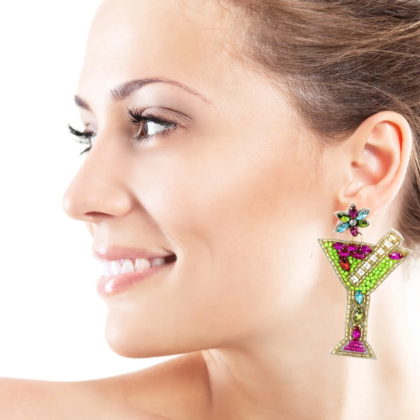 Multicolor Martini Beaded Earrings