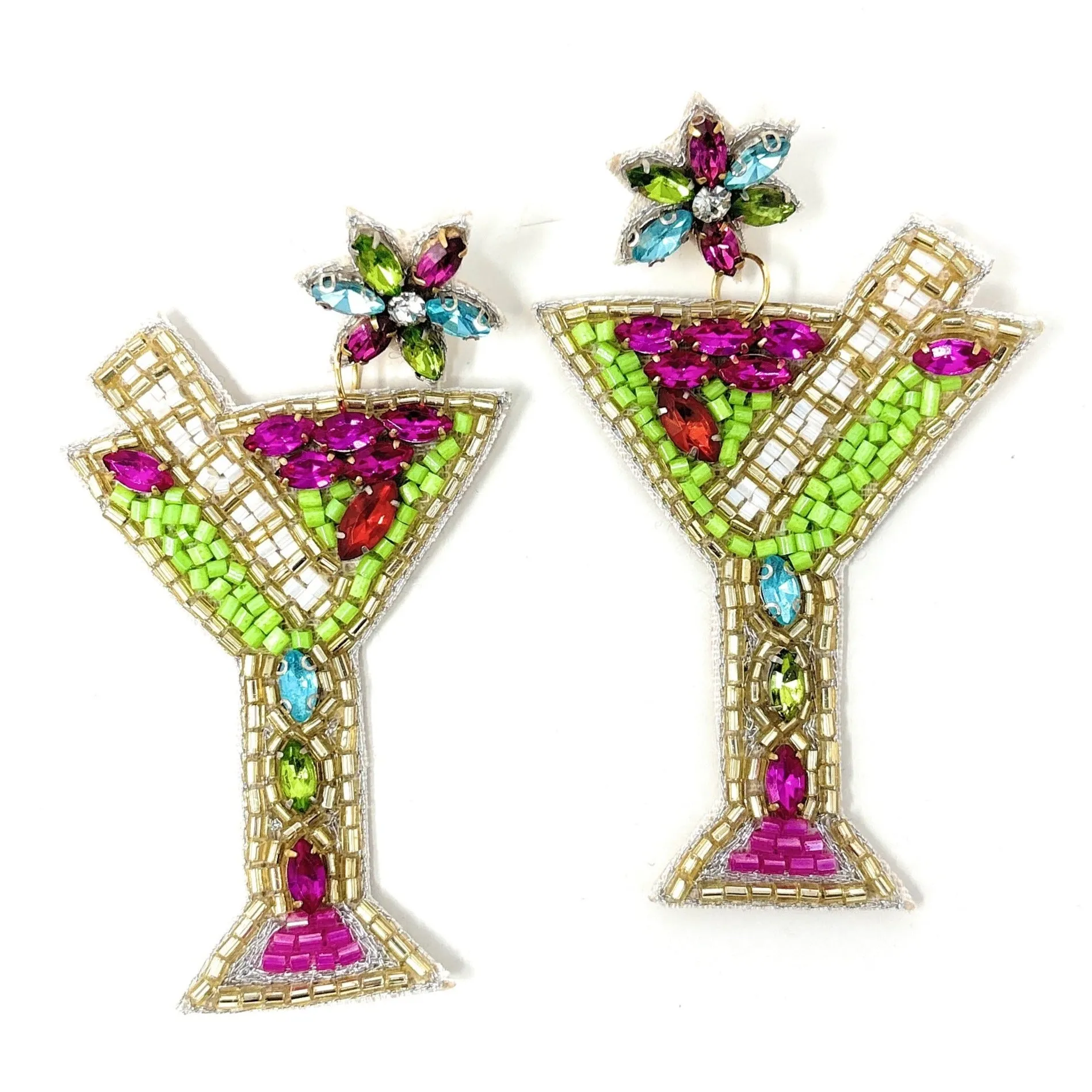 Multicolor Martini Beaded Earrings