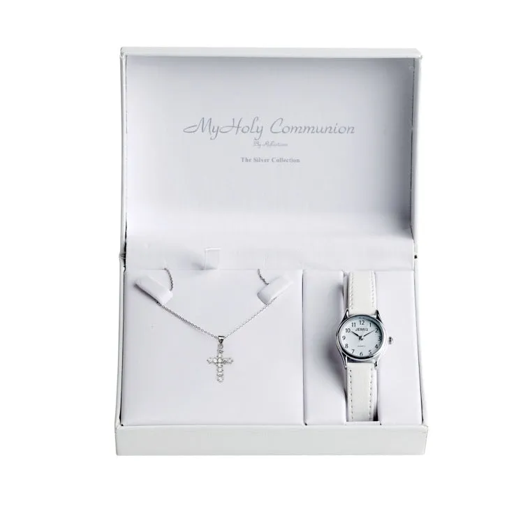 My Holy Communion CZ Cross & Watch Set