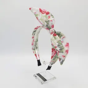 narrow bow knot headband wired floral bow hairband for women