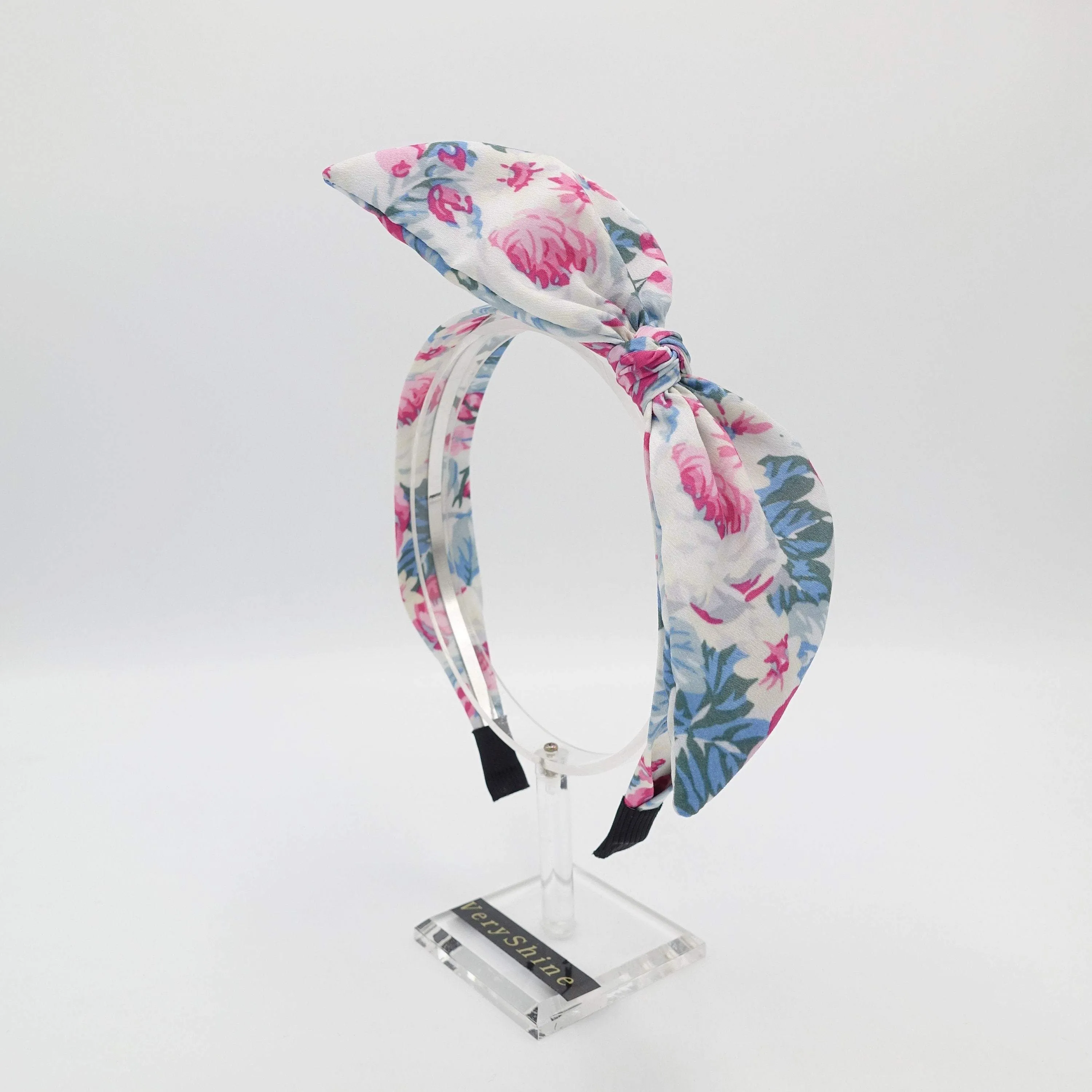 narrow bow knot headband wired floral bow hairband for women