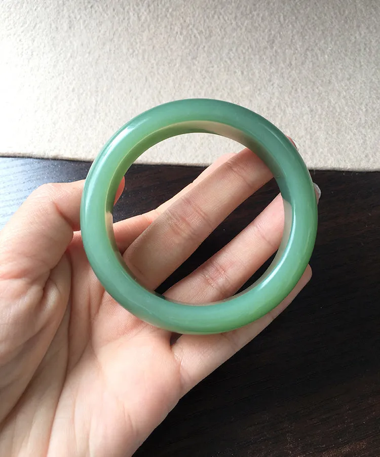 Natural Jade Bangle Nephrite Bangle Internal Diameter 57.5mm NBE047