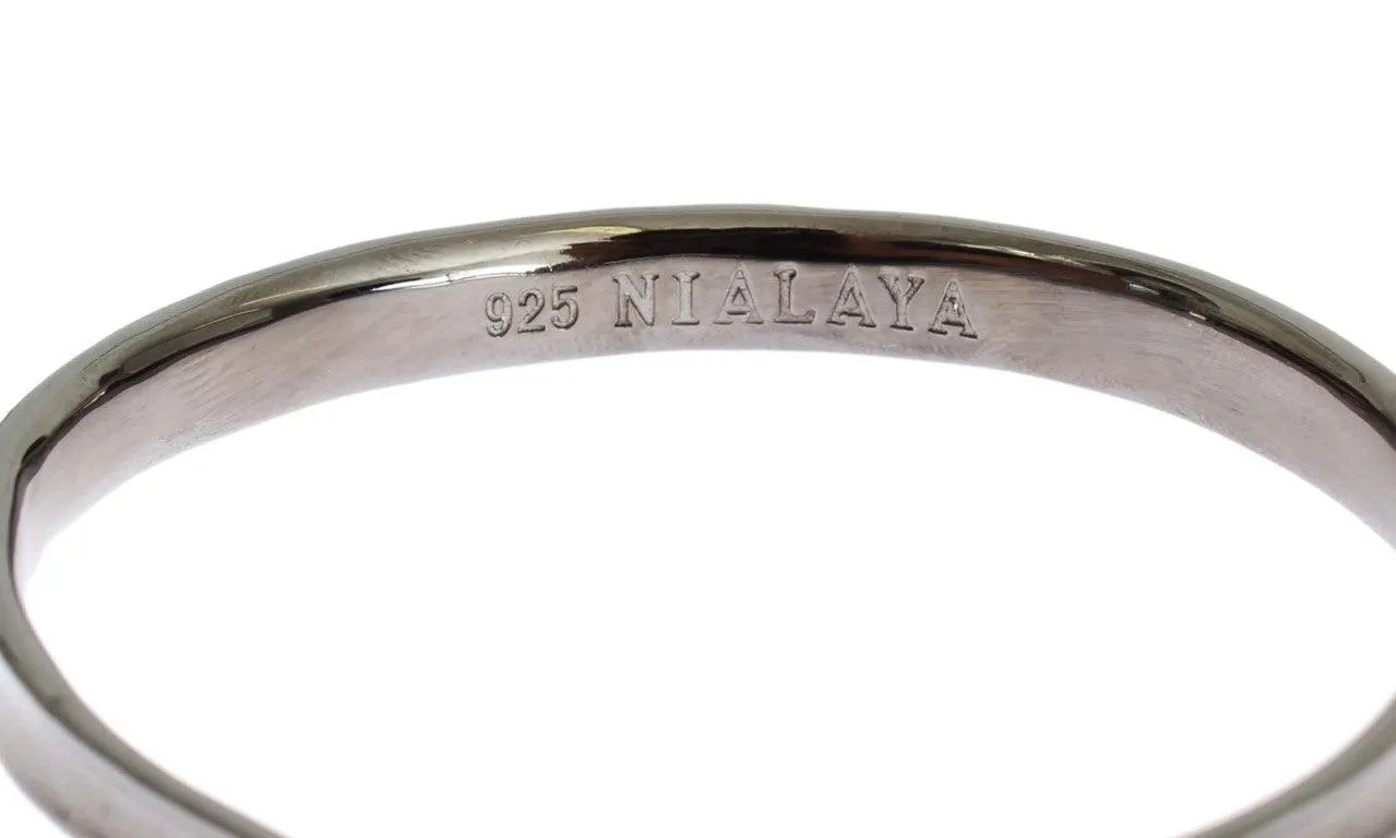 Nialaya Gray Rhodium 925 Silver Bangle Bracelet