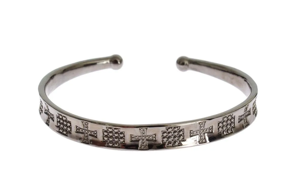 Nialaya Gray Rhodium 925 Silver Bangle Bracelet