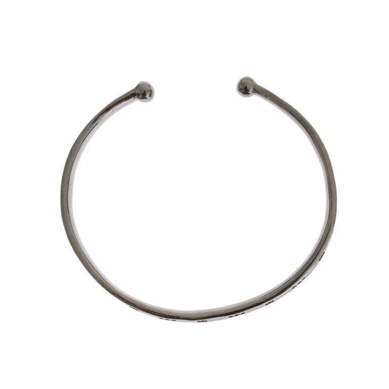 Nialaya Gray Rhodium 925 Silver Bangle Bracelet