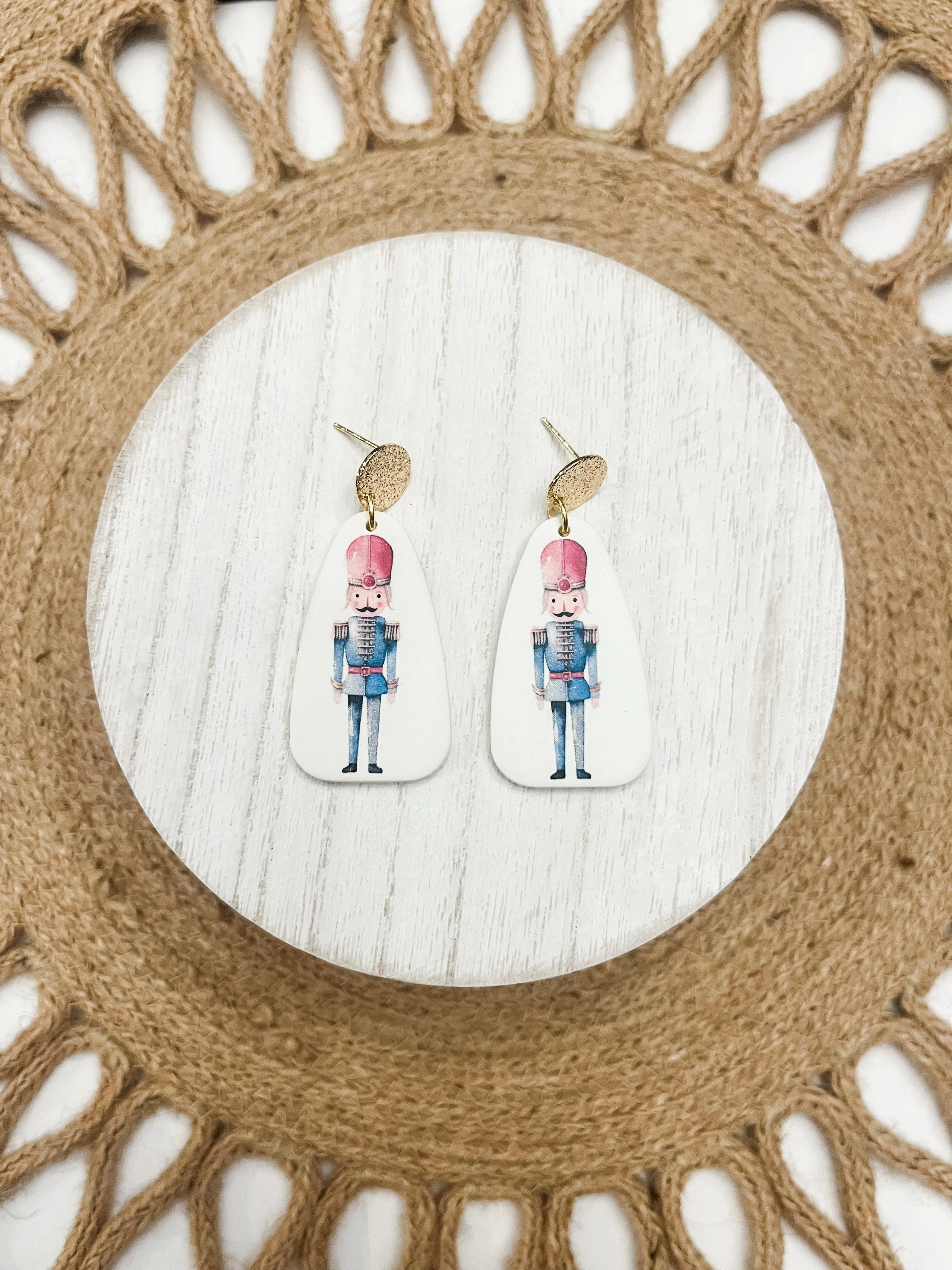 Nutcracker with Red Hat Polymer Clay Earrings