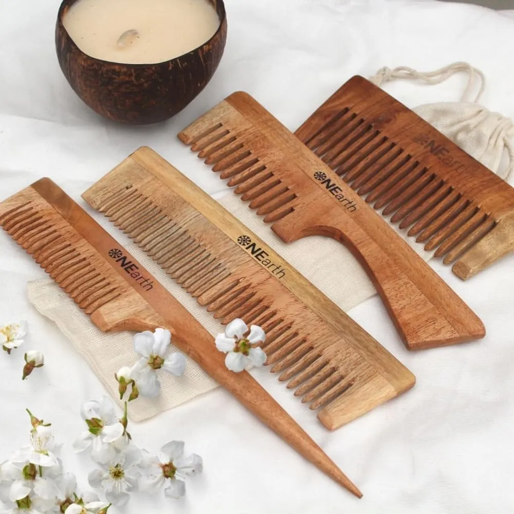 ONEarth Organic Neem Wood Combs - Pack of 4