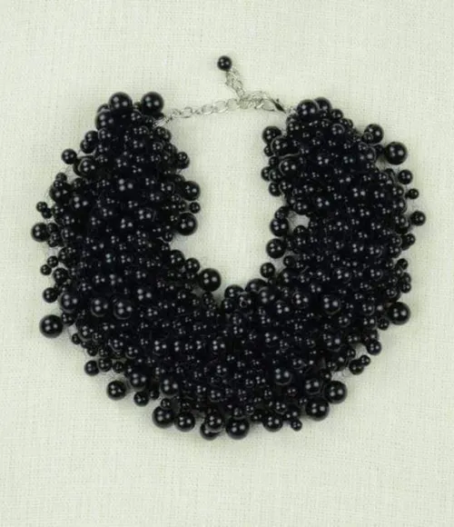 Onyx Black Cluster Necklace