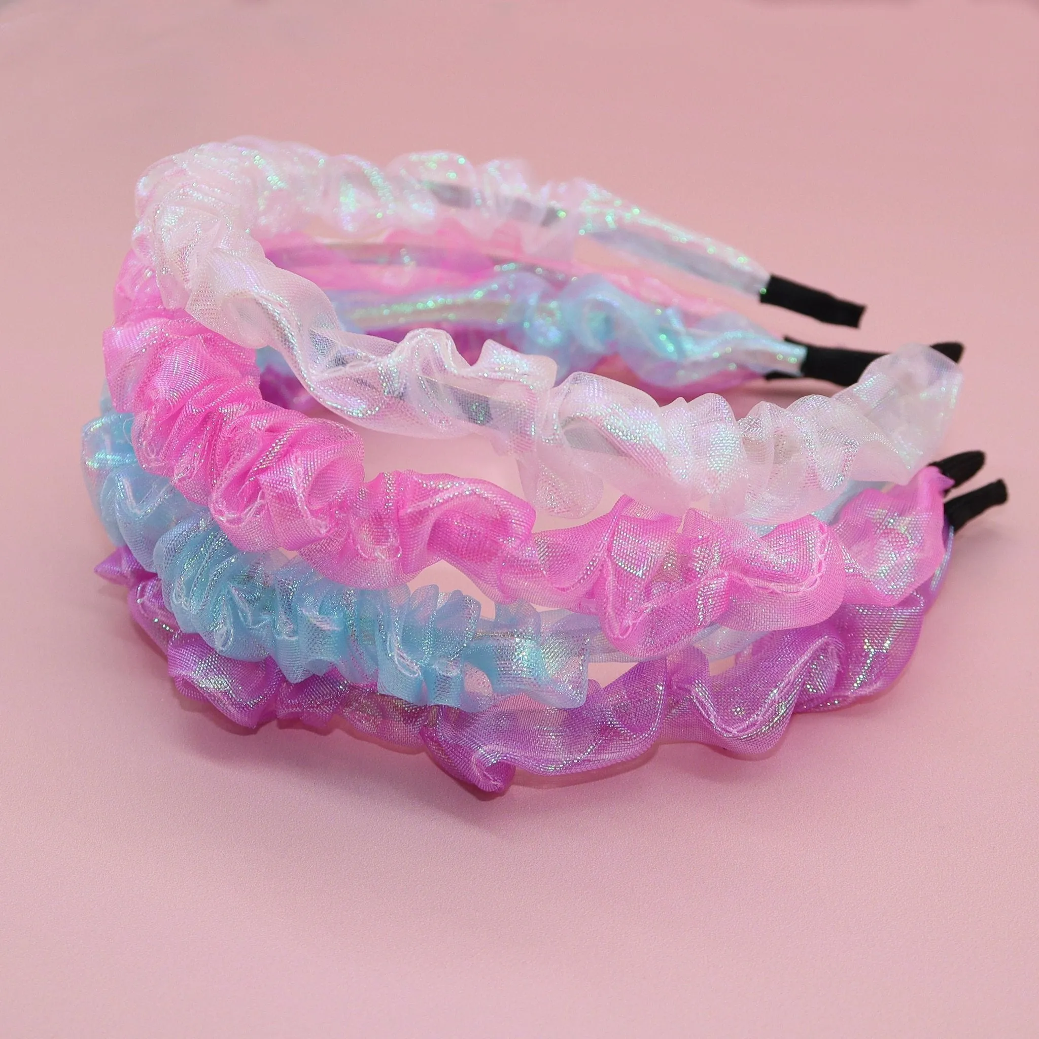 Organza Ruched Headbands - 4 Pack