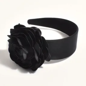 Oversize Rose Event Headband in Black