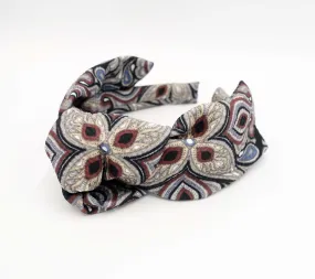 paisley bow tie top knot headband hair accessory for women