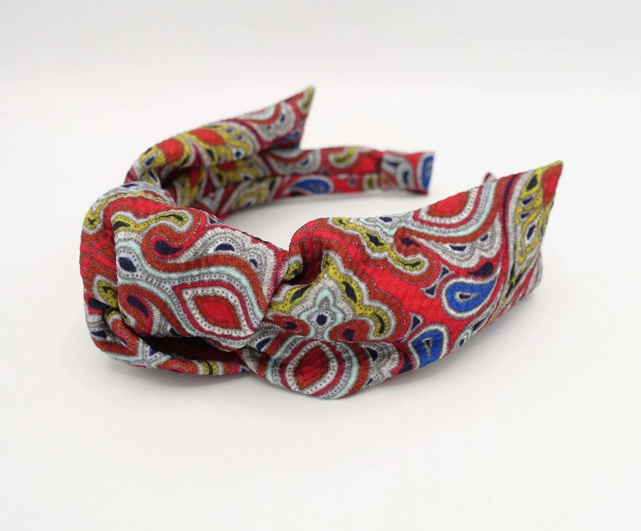 paisley bow tie top knot headband hair accessory for women