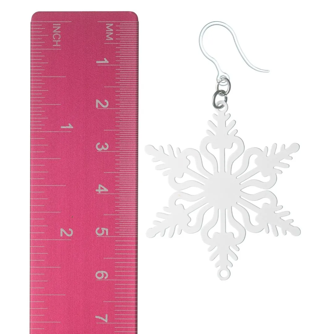 Paper Cut-Out Snowflake Dangles Hypoallergenic Earrings for Sensitive Ears Made with Plastic Posts