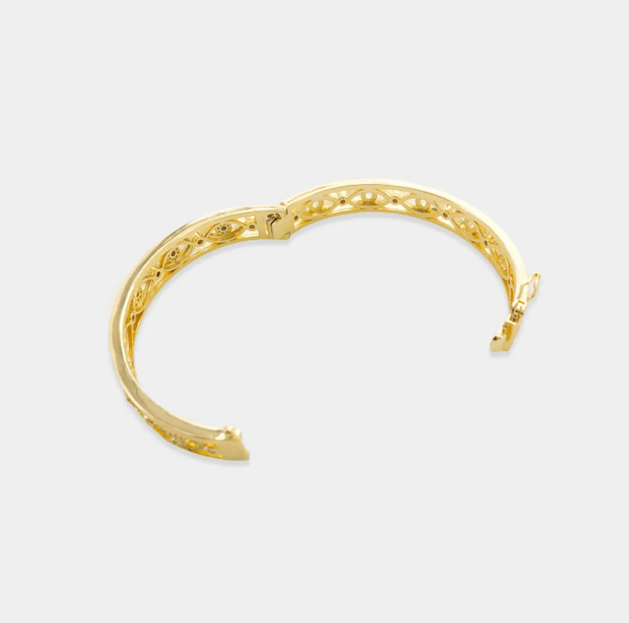 Pave Cz Evil Eye Cut Out Bangle Bracelet