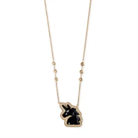 PAVE ONYX UNICORN NECKLACE