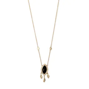 PAVE SMALL ONYX MARQUISE   MARQUISE DIAMOND SHAKER NECKLACE