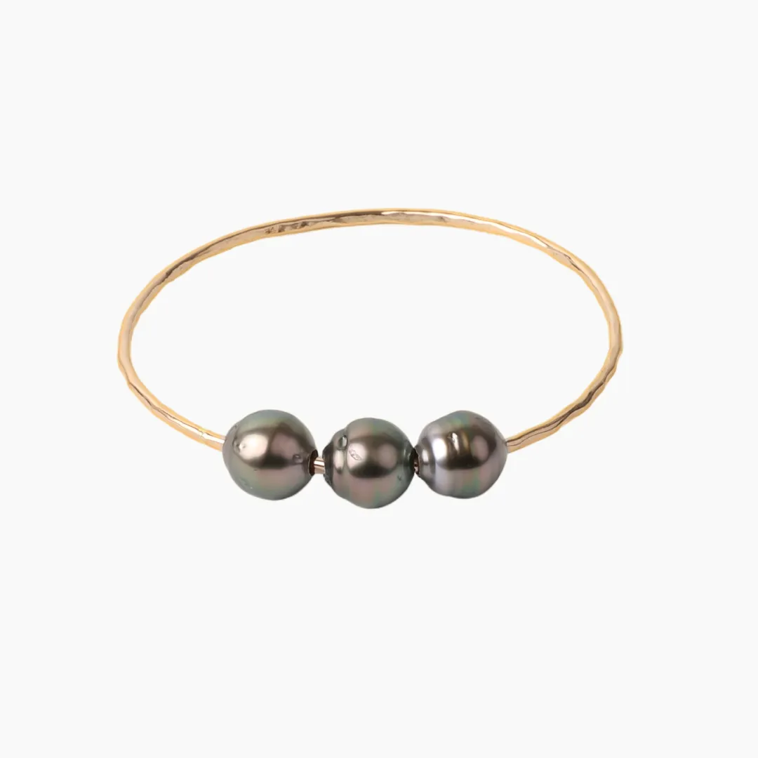 Peacock Triple Tahitian Pearl Bangle