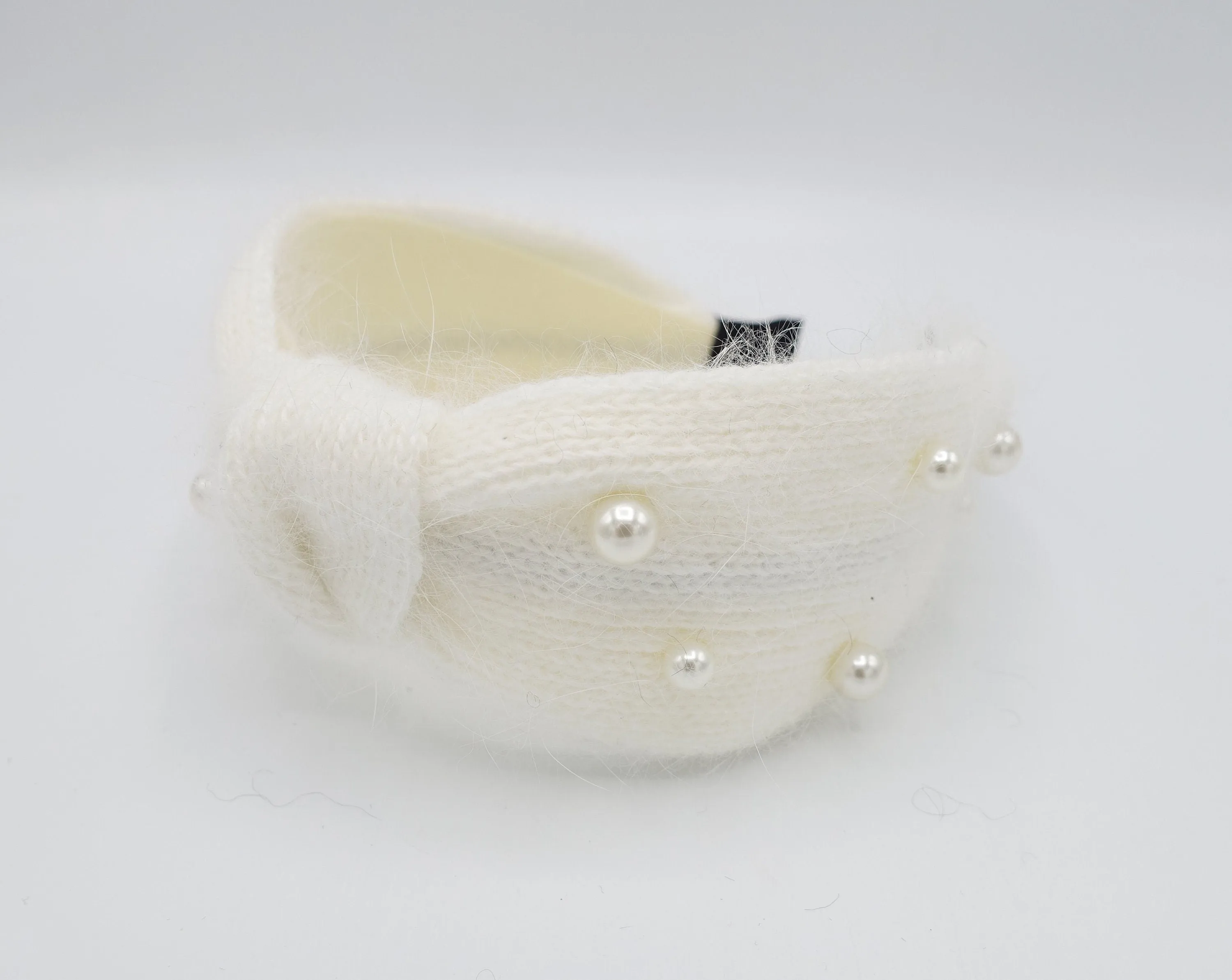 pearl angora knot headband hair accessory for women