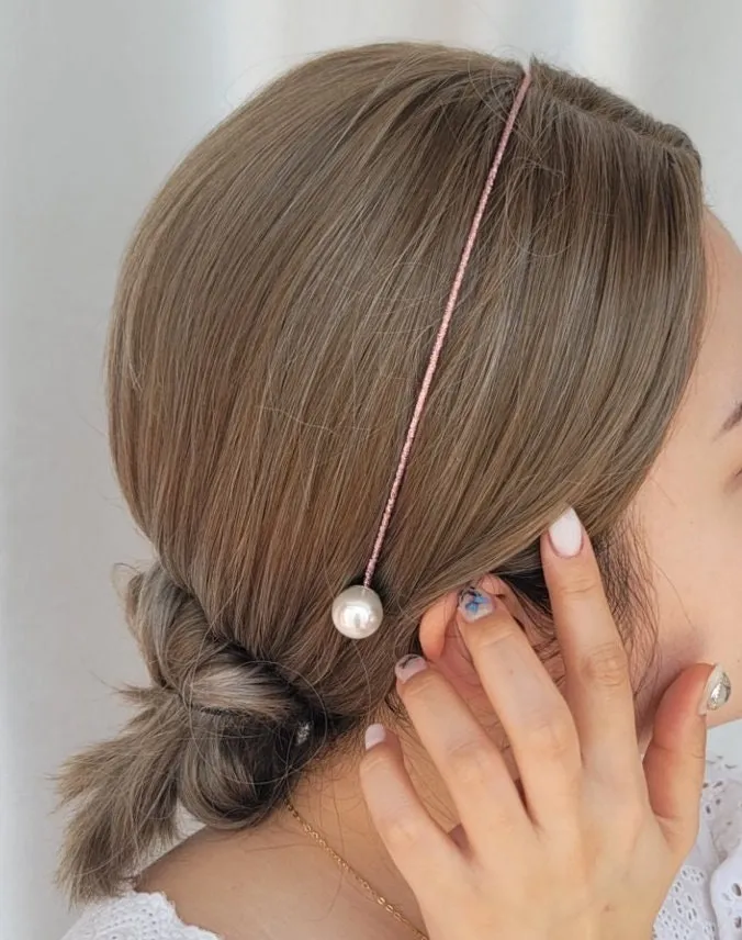 pearl ends thin metal headband