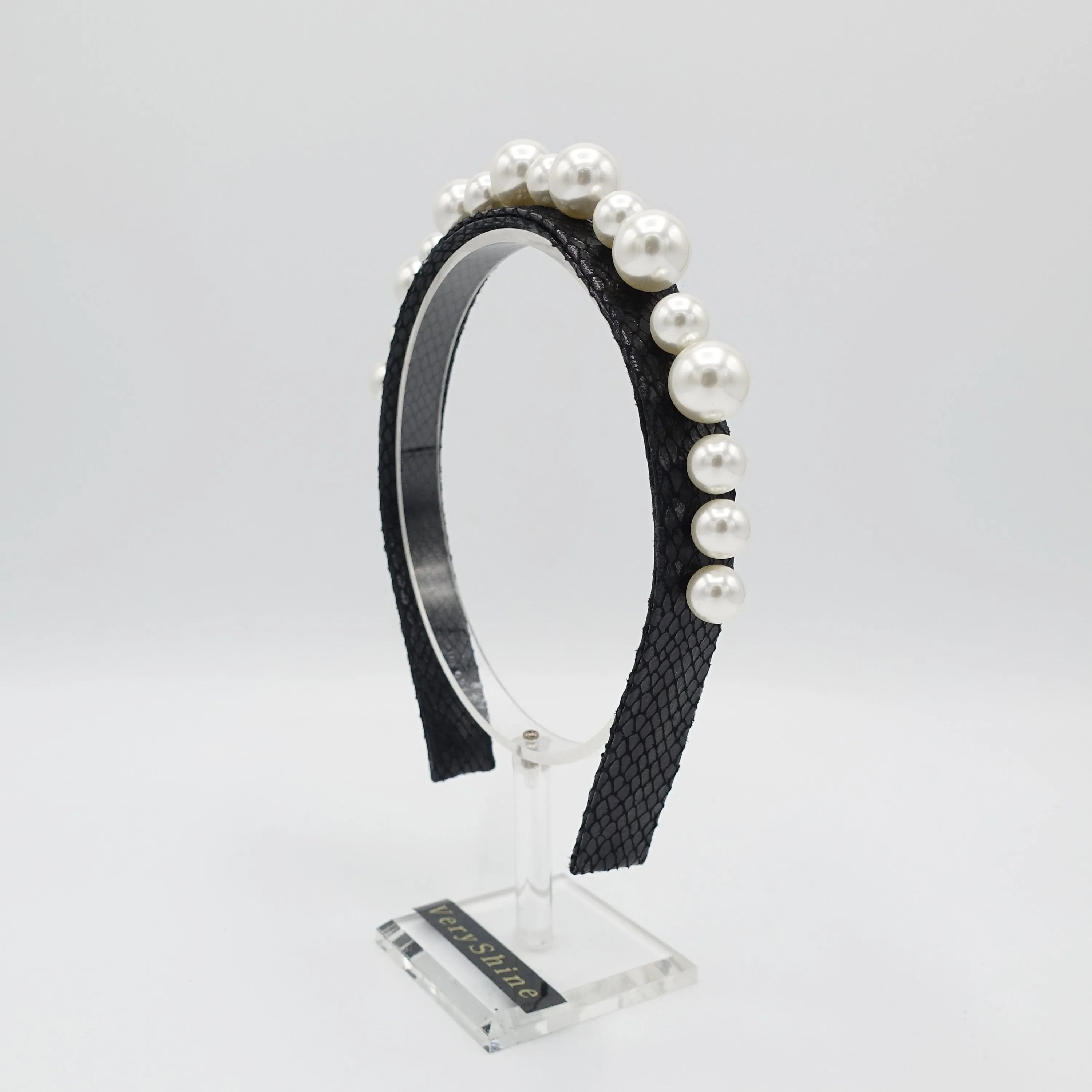 pearl leather headband