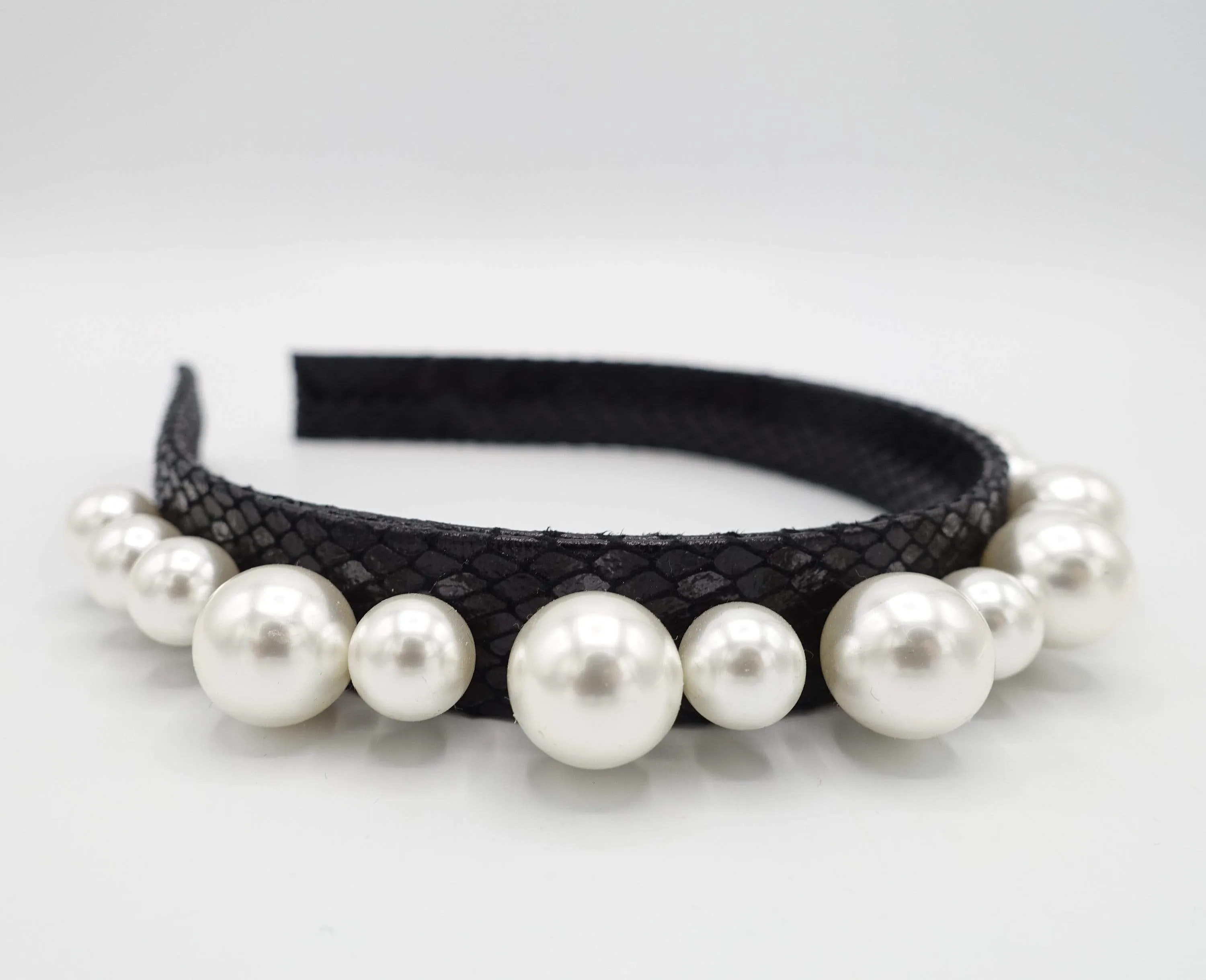 pearl leather headband