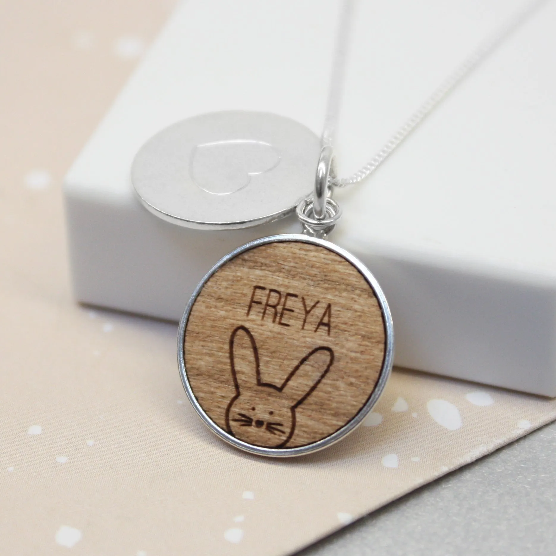 Personalised Bunny Name Disc Necklace