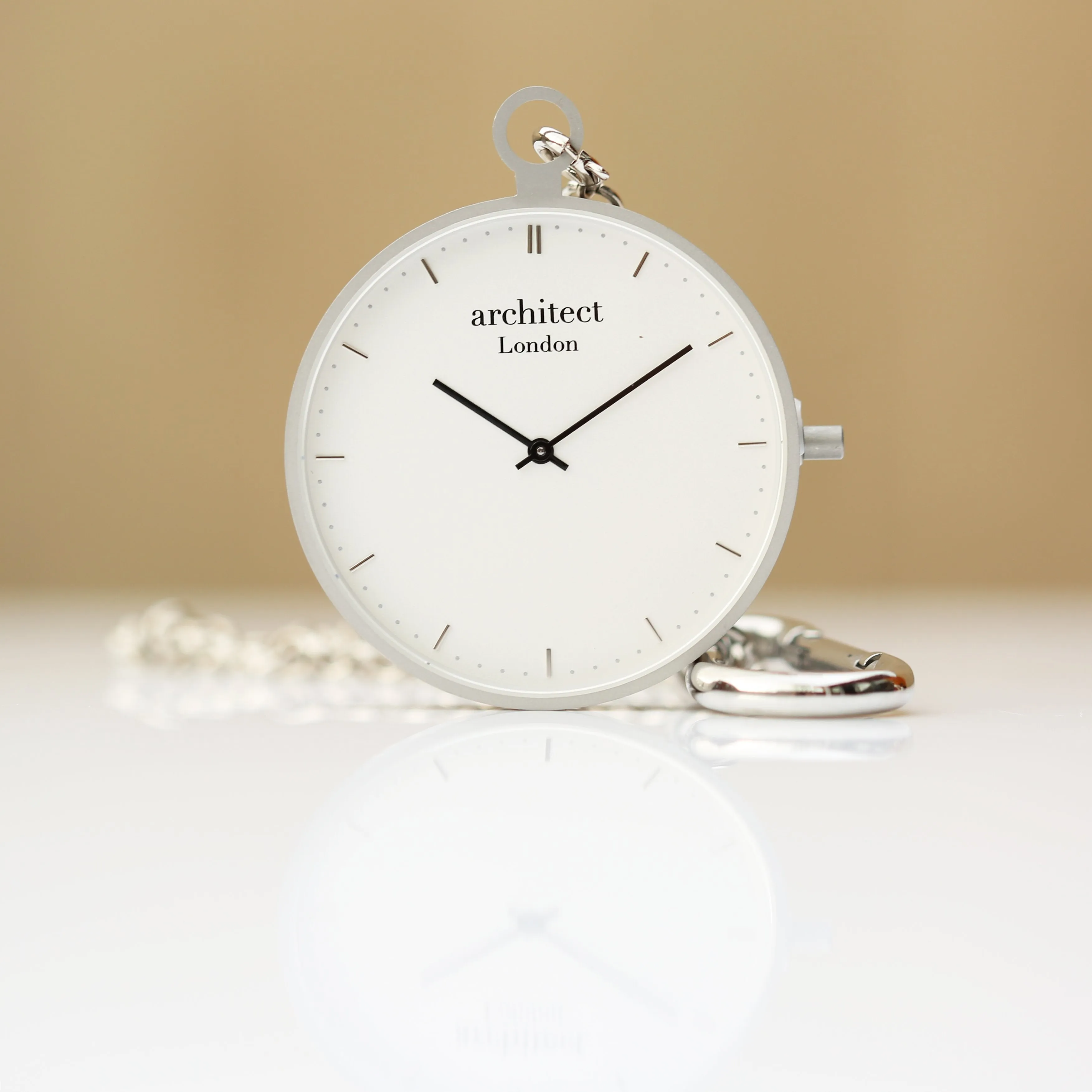 Personalised Modern Pocket Watch Silver Modern Font Engraved