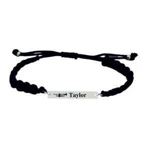 Personalized Engraved Trumpet Bar Rope Bracelet