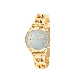 Pigalle Gold Watch with Crystals and Metal Chain Link Strap