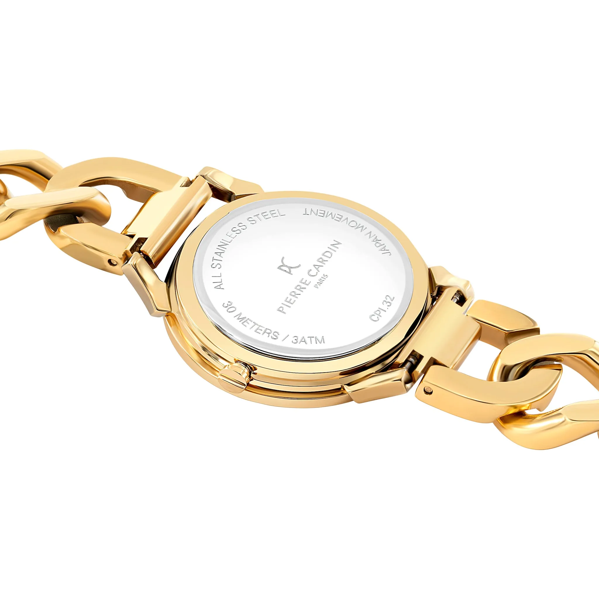 Pigalle Gold Watch with Crystals and Metal Chain Link Strap