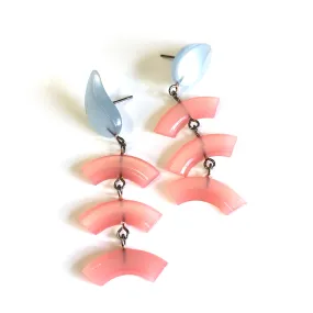 Pink & Ice Blue Moonglow Rainbow Scale Earrings