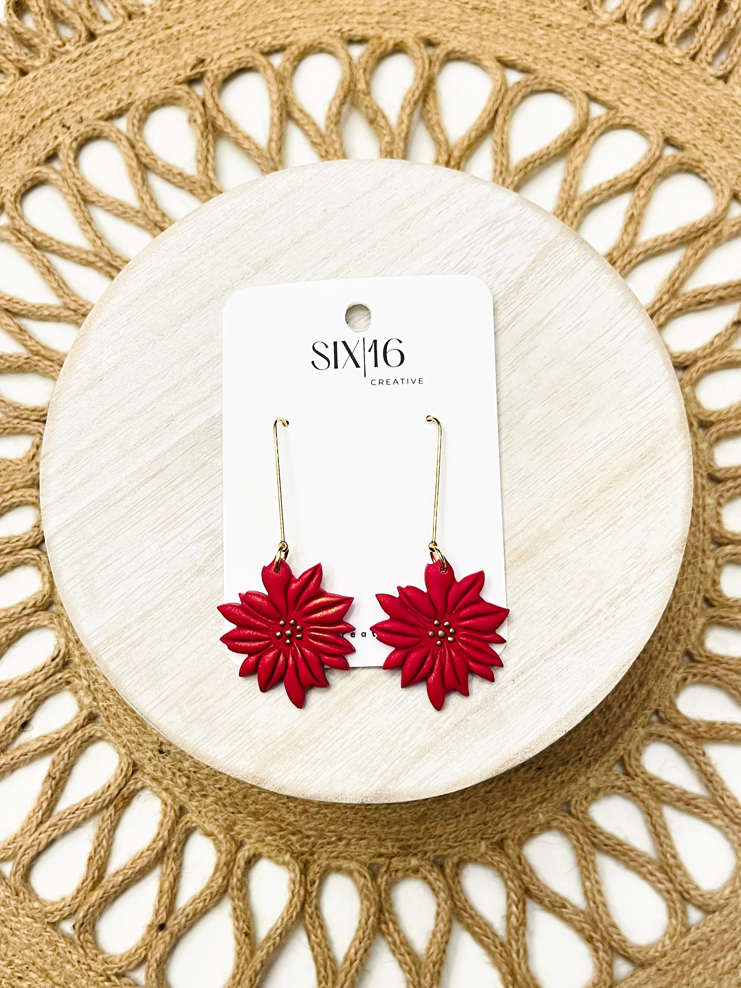 Poinsettia Clay Earrings