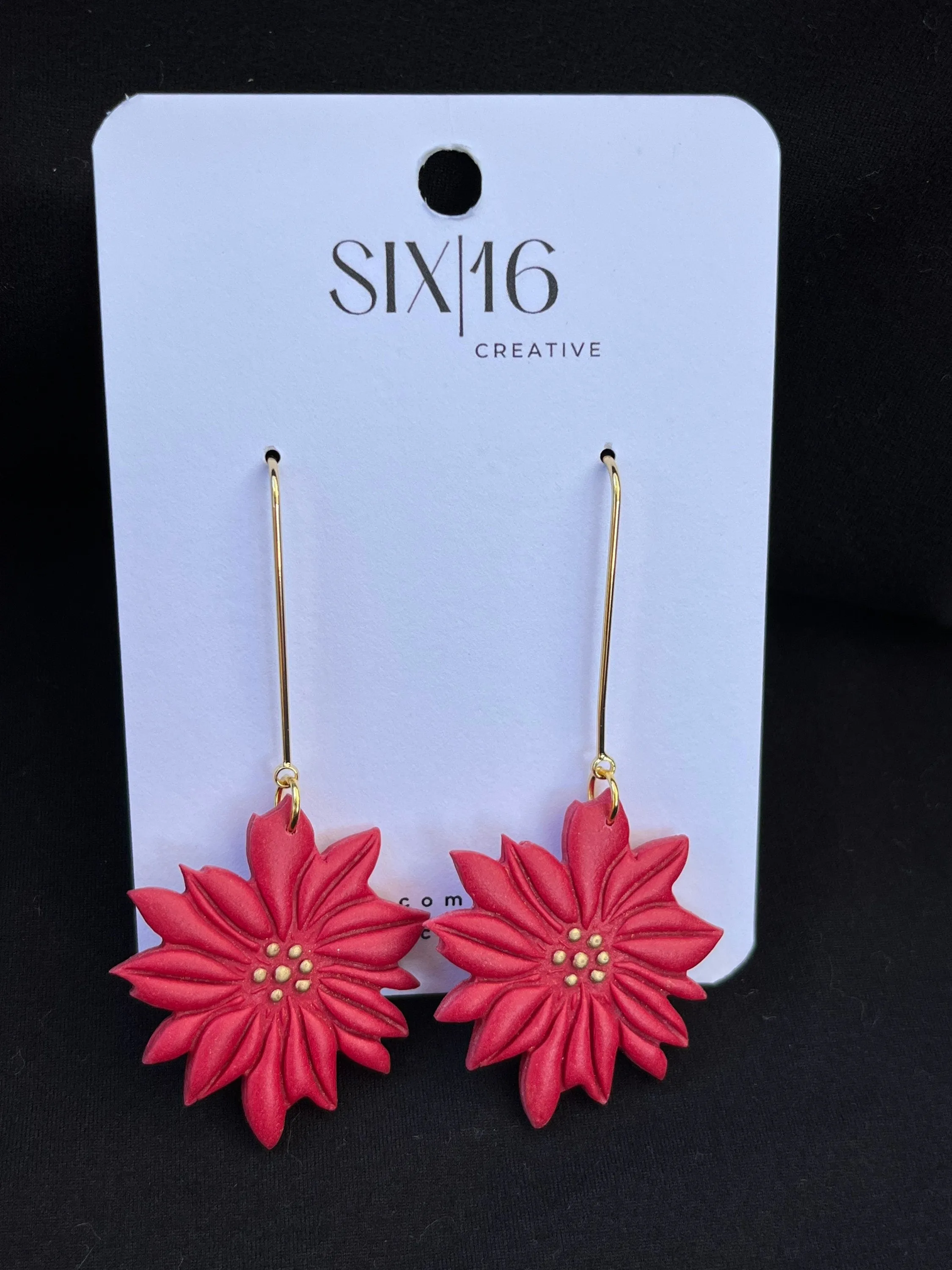 Poinsettia Clay Earrings