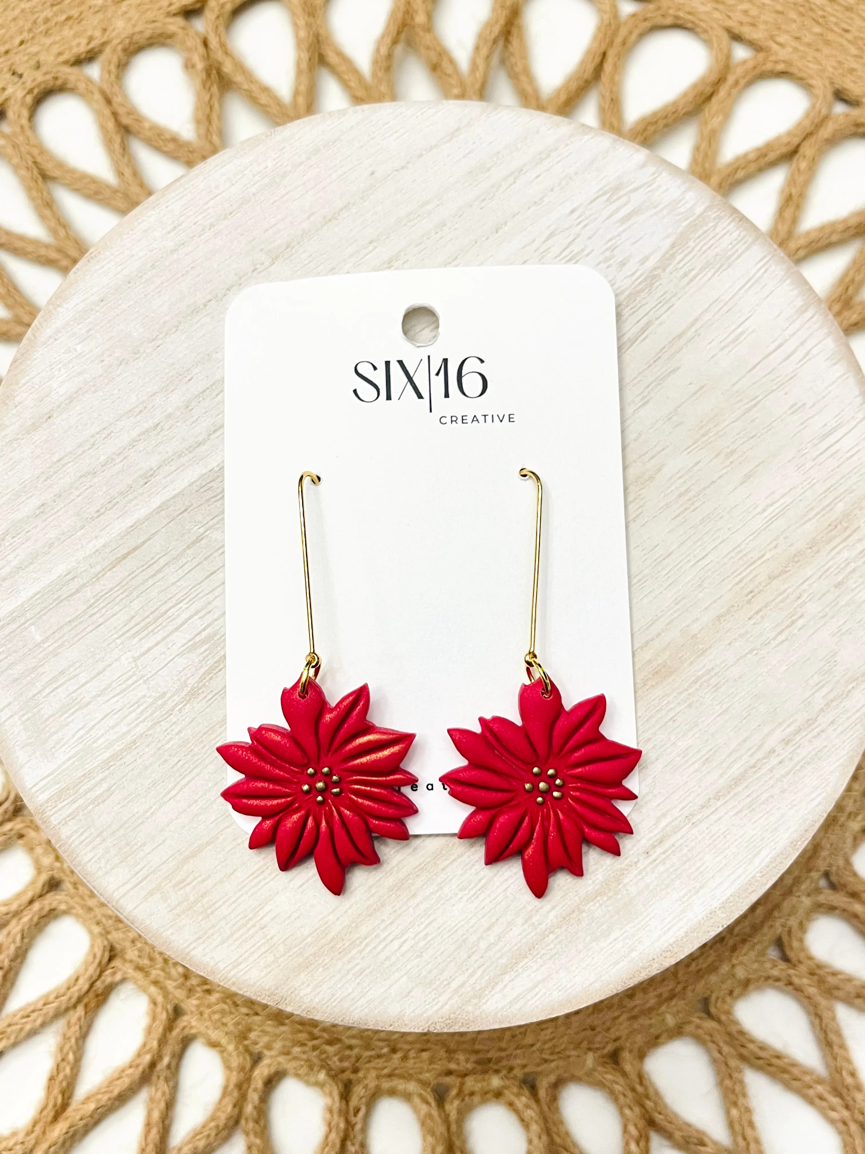 Poinsettia Clay Earrings