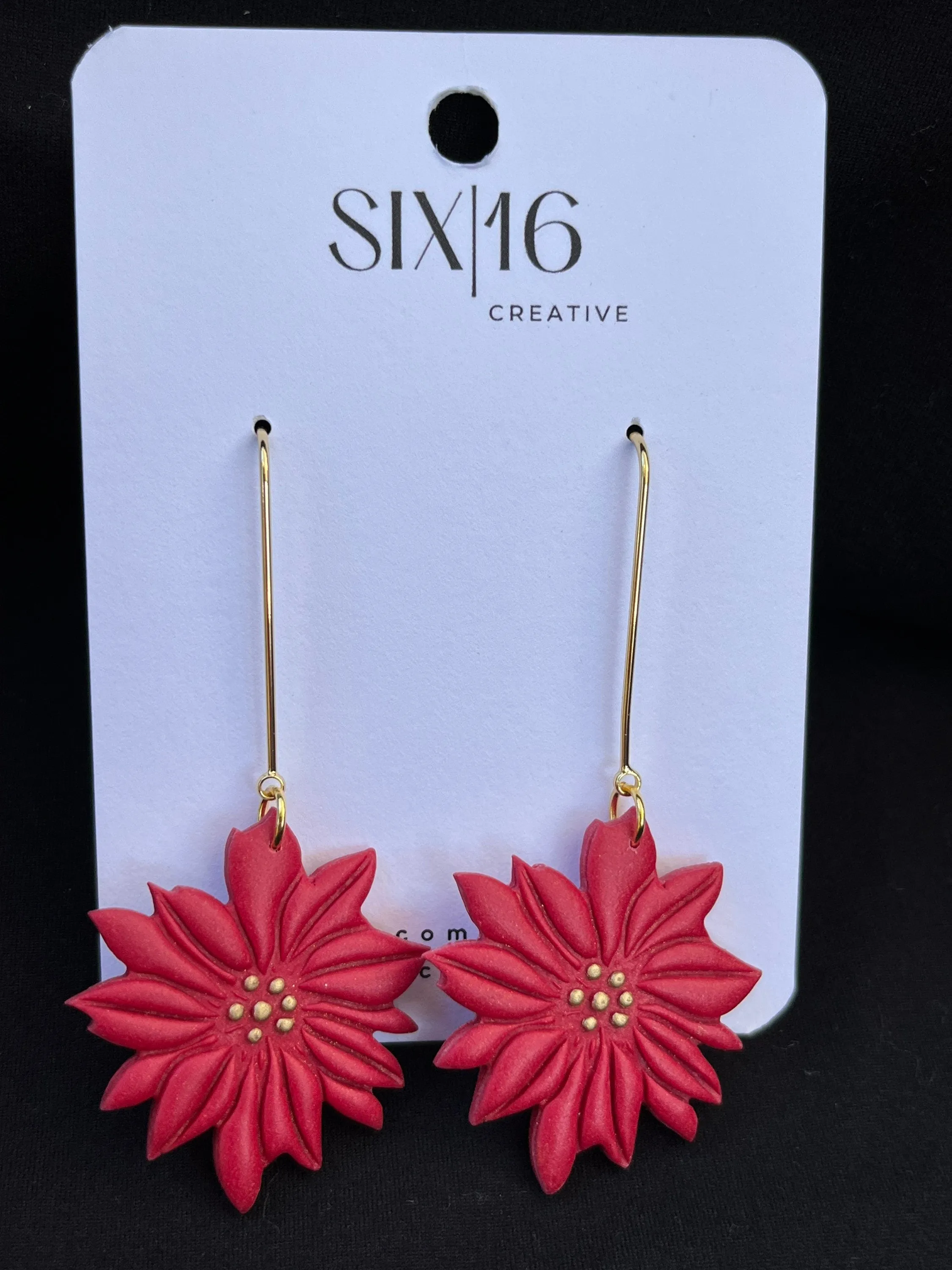 Poinsettia Clay Earrings