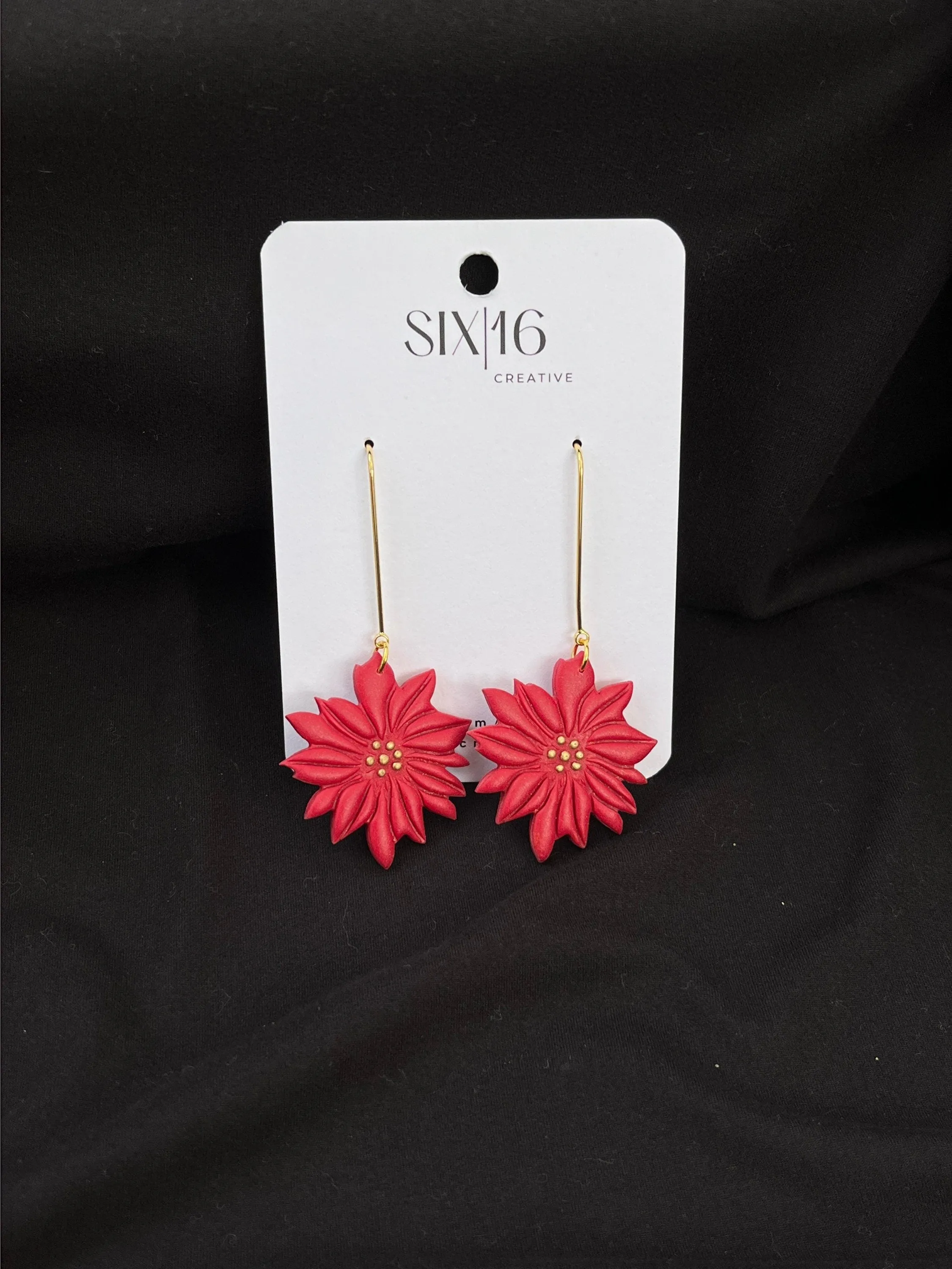 Poinsettia Clay Earrings