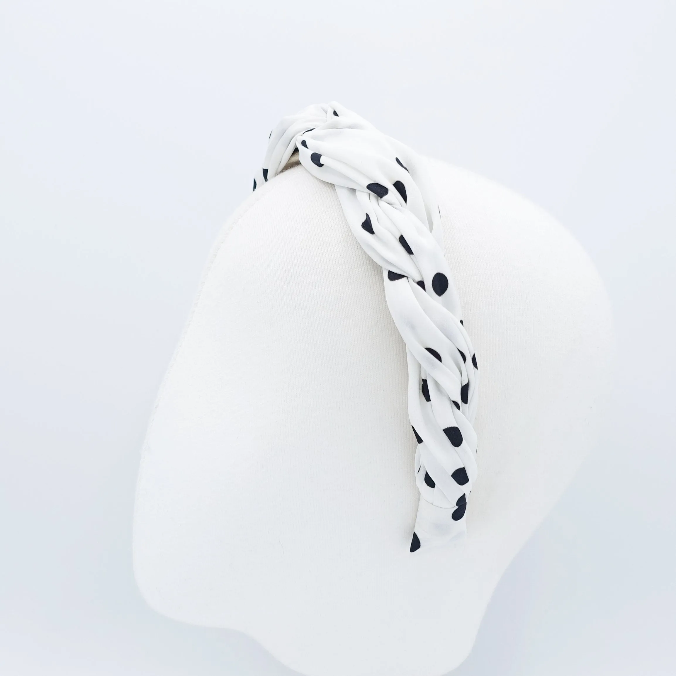 polka dot braided headband thin fabric twisted hairband women hair accessory