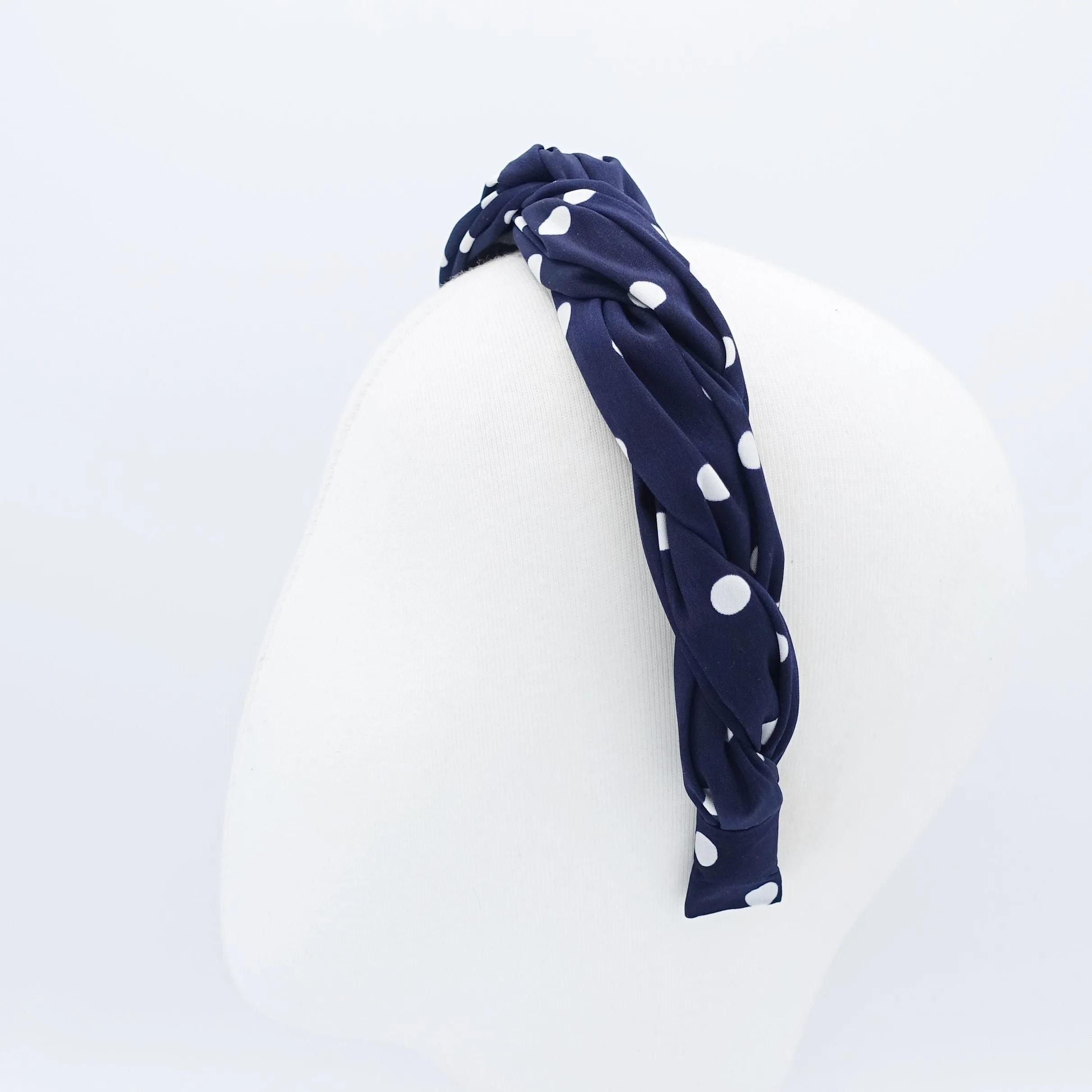 polka dot braided headband thin fabric twisted hairband women hair accessory