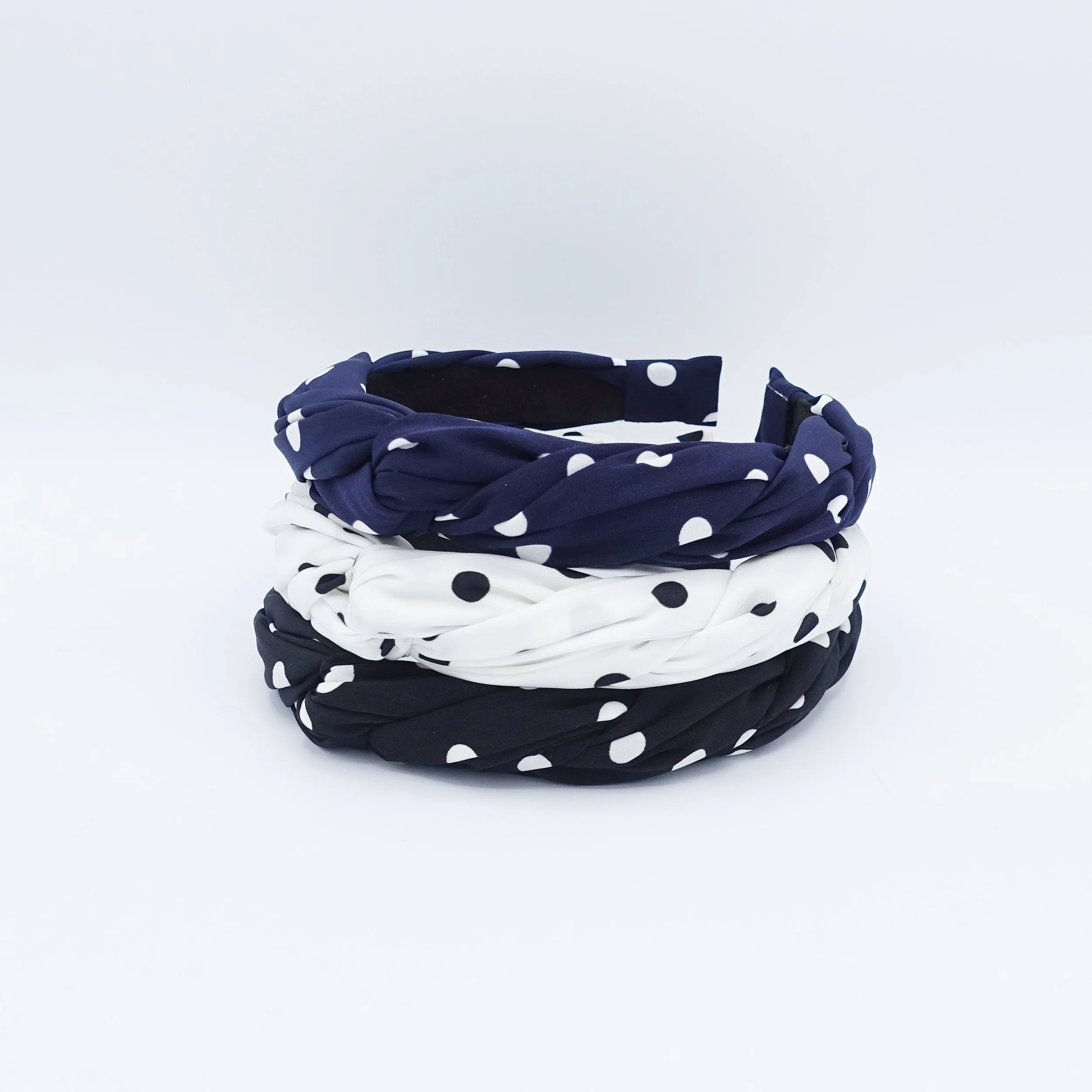 polka dot braided headband thin fabric twisted hairband women hair accessory