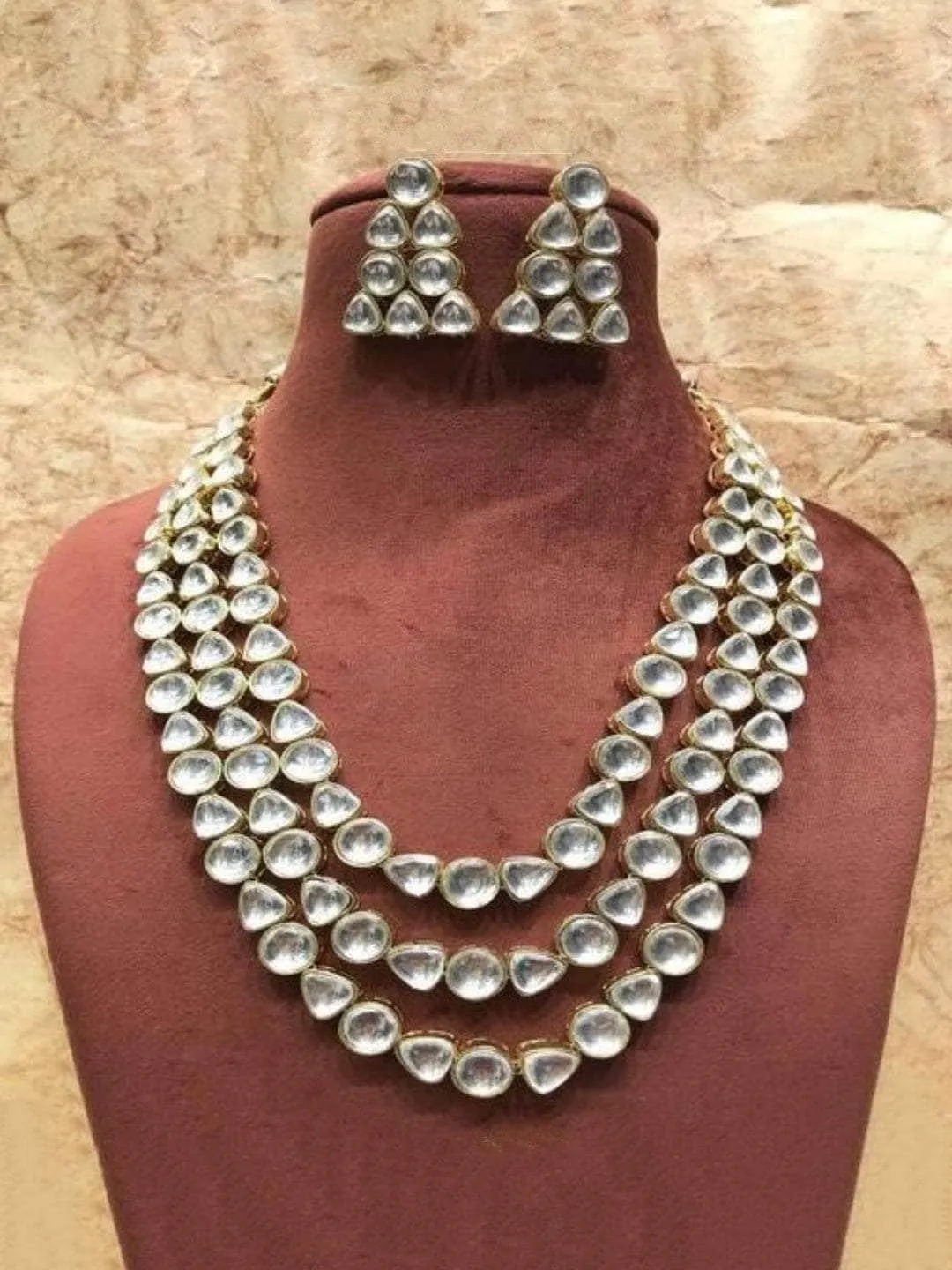 Polki Kundan 3 Line Necklace