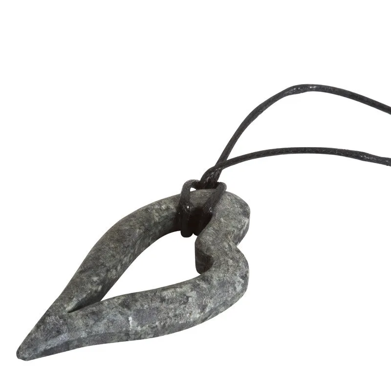 Preseli Bluestone Necklace Open Heart And Leather