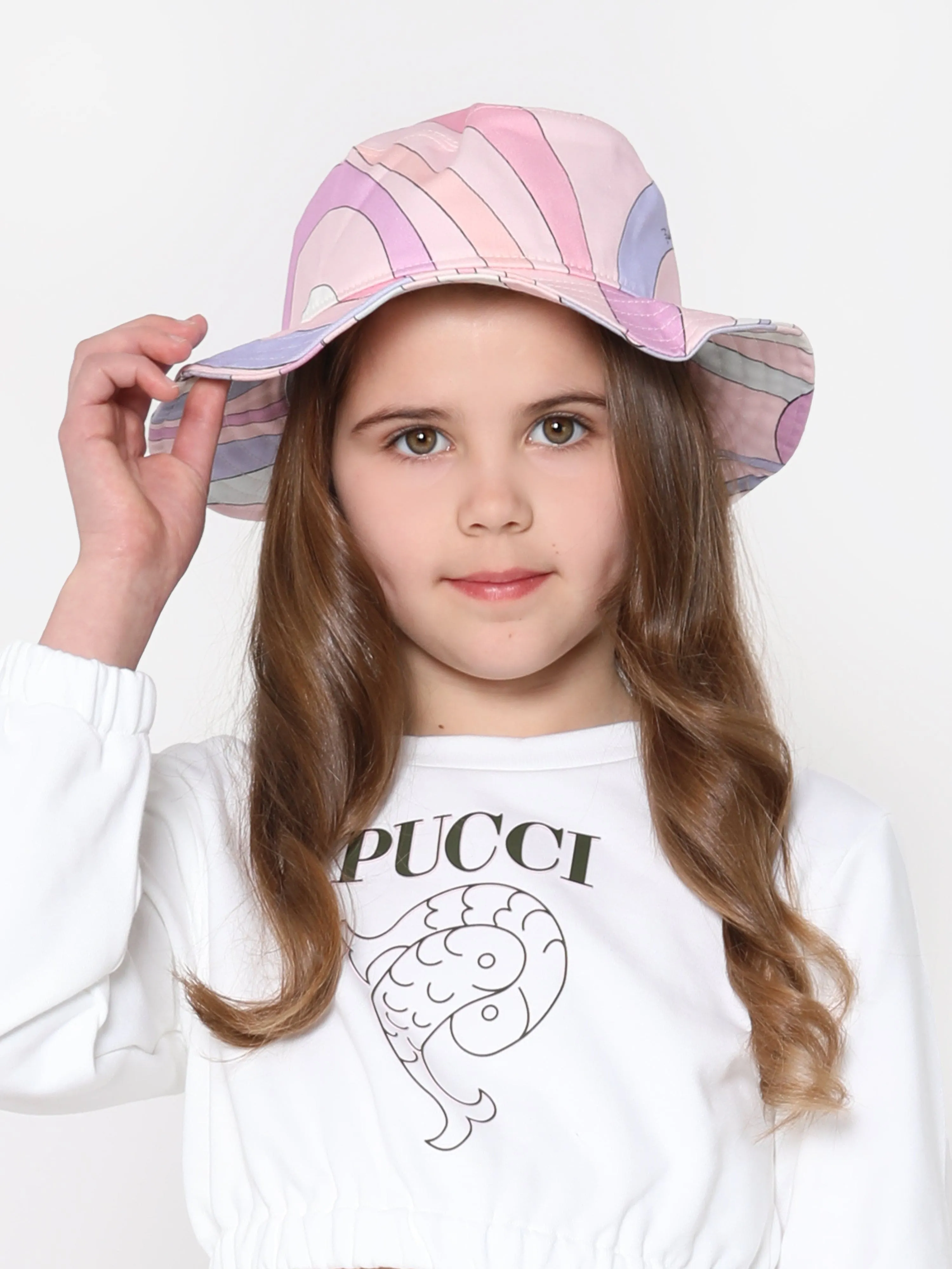 Pucci Girls Marmo Print Bucket Hat in Pink